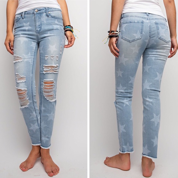 $ FIRM ๐ทLast 1๏ธโฃ Star Printed Distressed Jeans - Picture 8 of 8